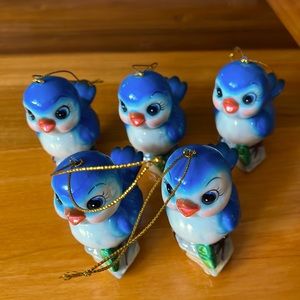 Urban Outfitters Big Eyed Bluebird Ceramic Ornaments